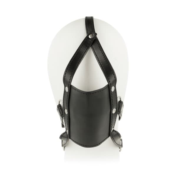 Bavaglio nero con gag Ohmama! regolabile pelle PU bondage per faccia e bocca - 7