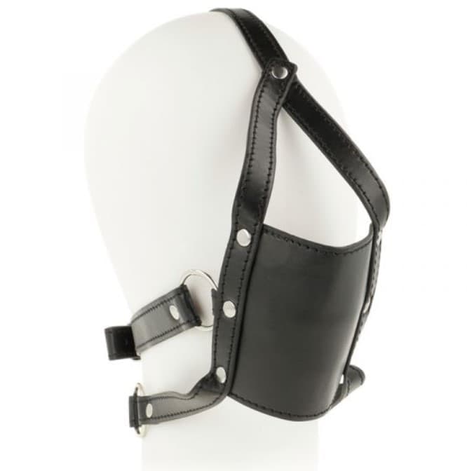 Bavaglio nero con gag Ohmama! regolabile pelle PU bondage per faccia e bocca - 8