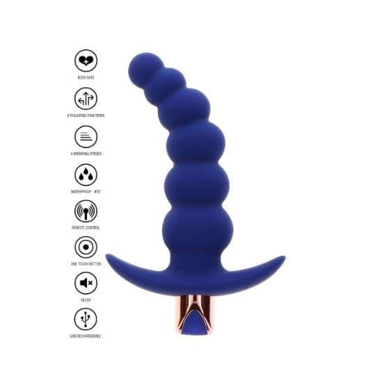 Plug anale a perle progressive Spunky 13,5 cm con telecomando vibrazioni 6 x - 3