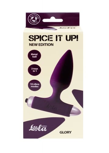 Plug anale vibrante 2 in 1 con sfera interna Glory viola vibrazioni 10 x - 7