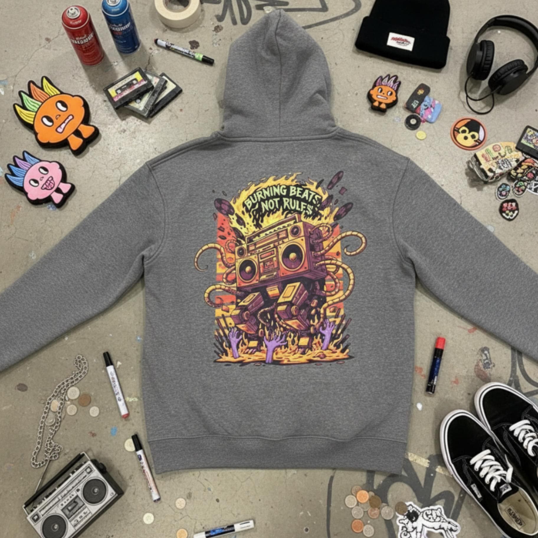 Felpa Ghettoblaster Robot Scream Grey - 8