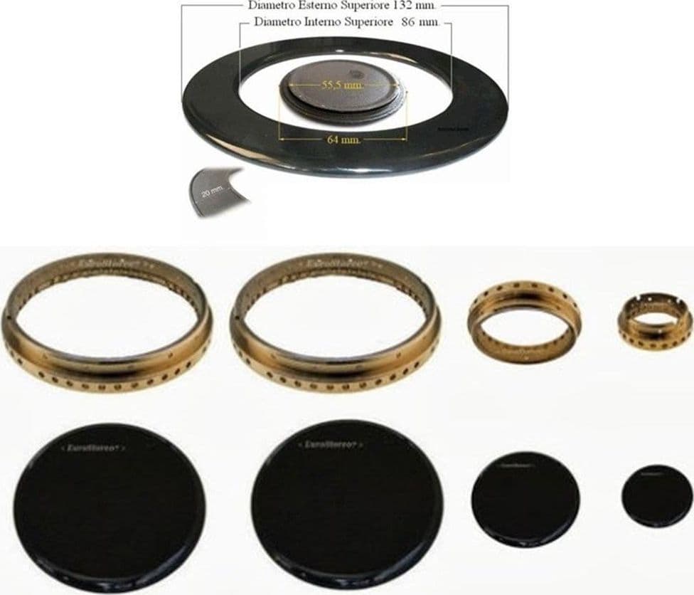 SPARTIFIAMMA LOFRA ANELLI  PIATTELLI + CORONA CENTRALE CUCINA GAS S 4716+ S3219 - 3