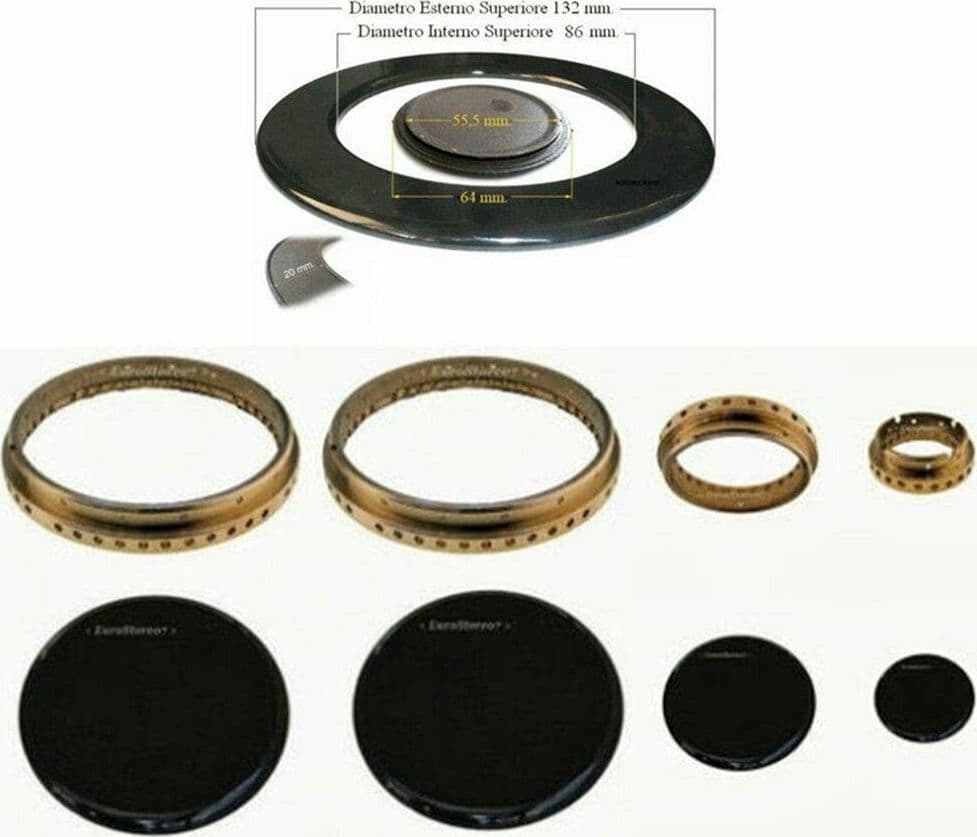 SPARTIFIAMMA LOFRA ANELLI  PIATTELLI + CORONA CENTRALE CUCINA GAS S 4716+ S3219 - 2