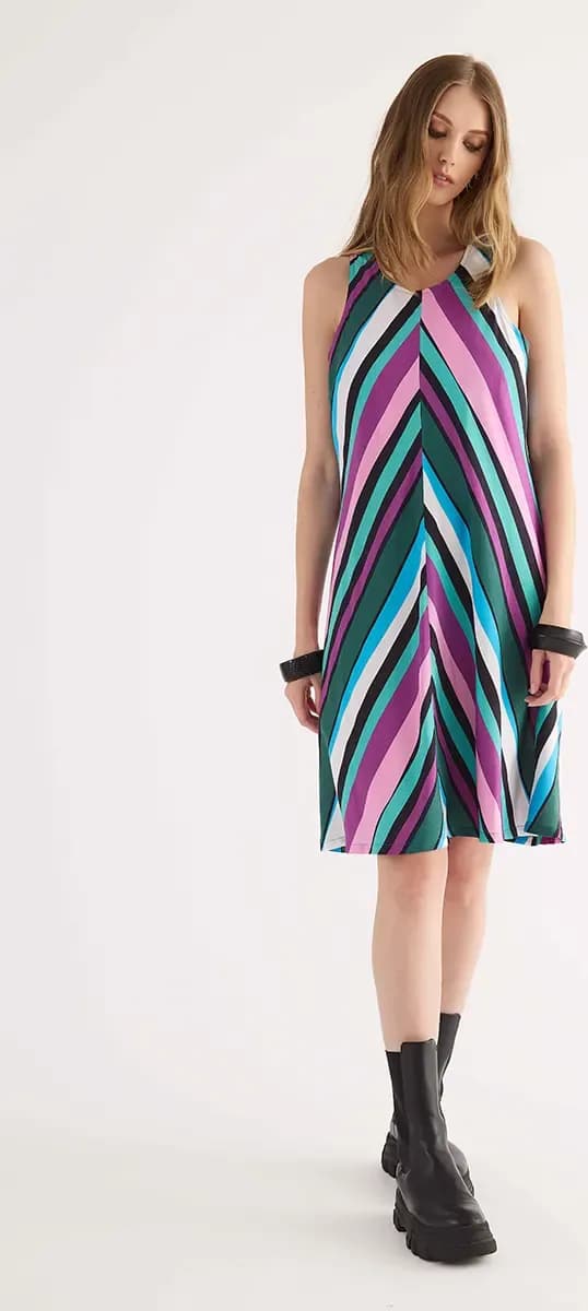 Abito corto fantasia Tropical Stripes | VERDISSIMA Isla - 2