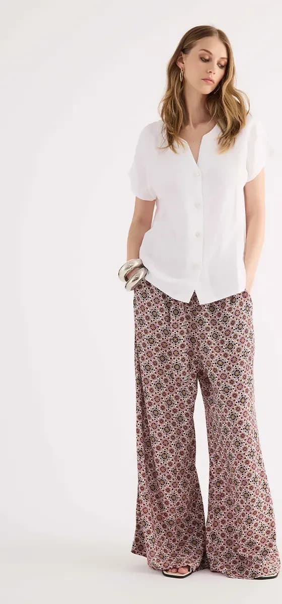 Pantaloni palazzo fantasia Sunshine Oasis | VERDISSIMA Isla - 2