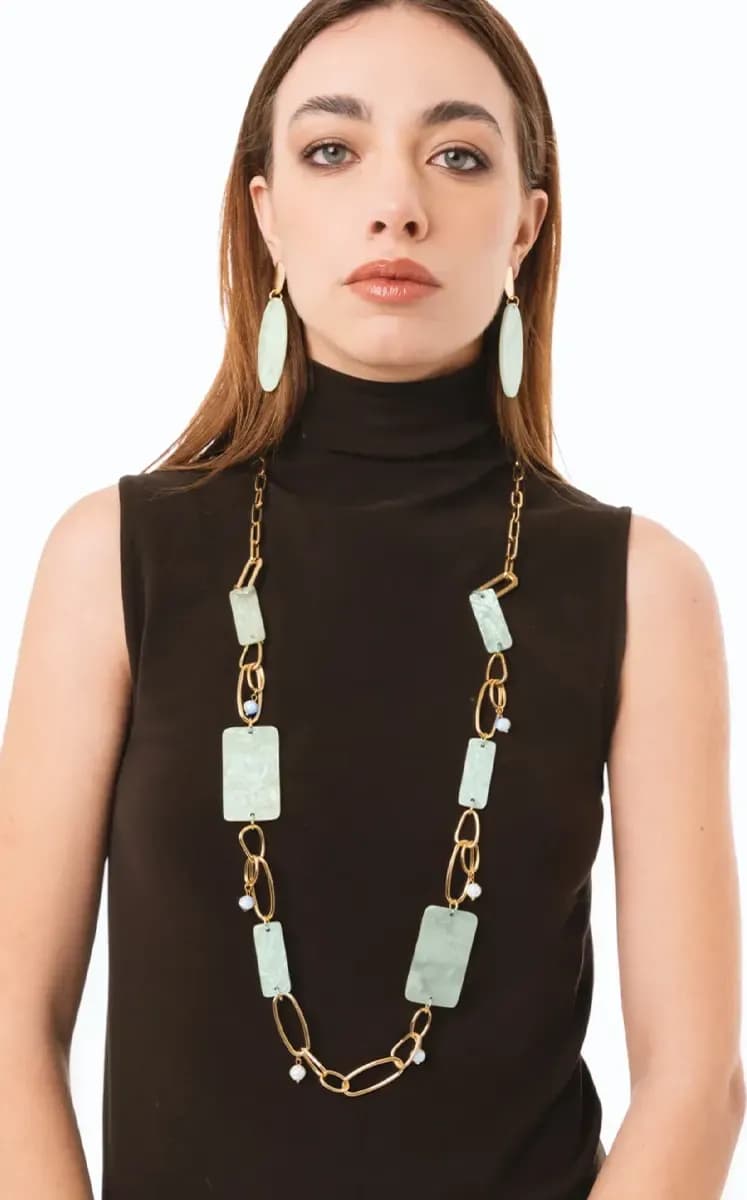 Collana lunga catena con pietre rettangolari | MYA ACCESSORIES - 5