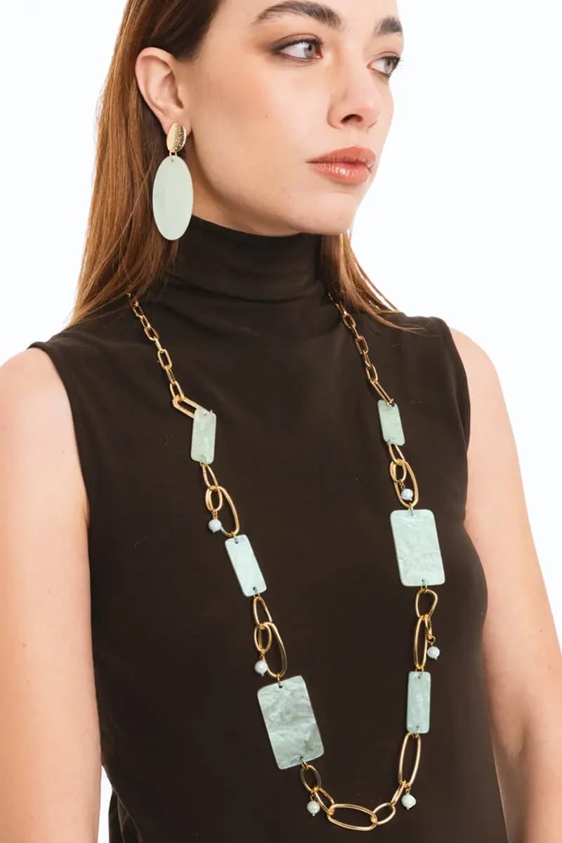 Collana lunga catena con pietre rettangolari | MYA ACCESSORIES - 4
