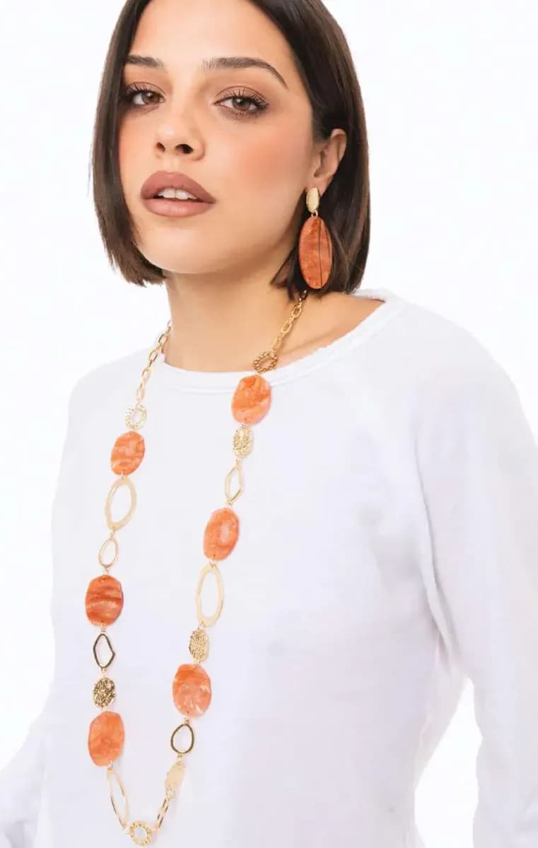 Collana lunga catena con pietre ovali | MYA ACCESSORIES - 3