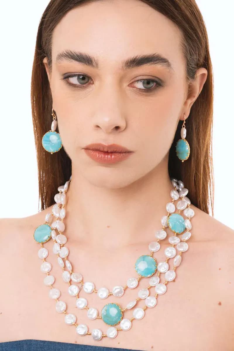 Collana a tre fili con perle in acrilico | MYA ACCESSORIES - 3