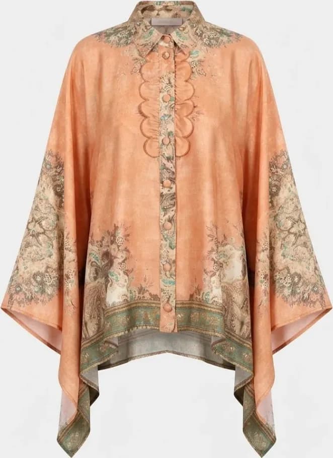 Camicia manica ampia fantasia cachemere | AMOSA - 3