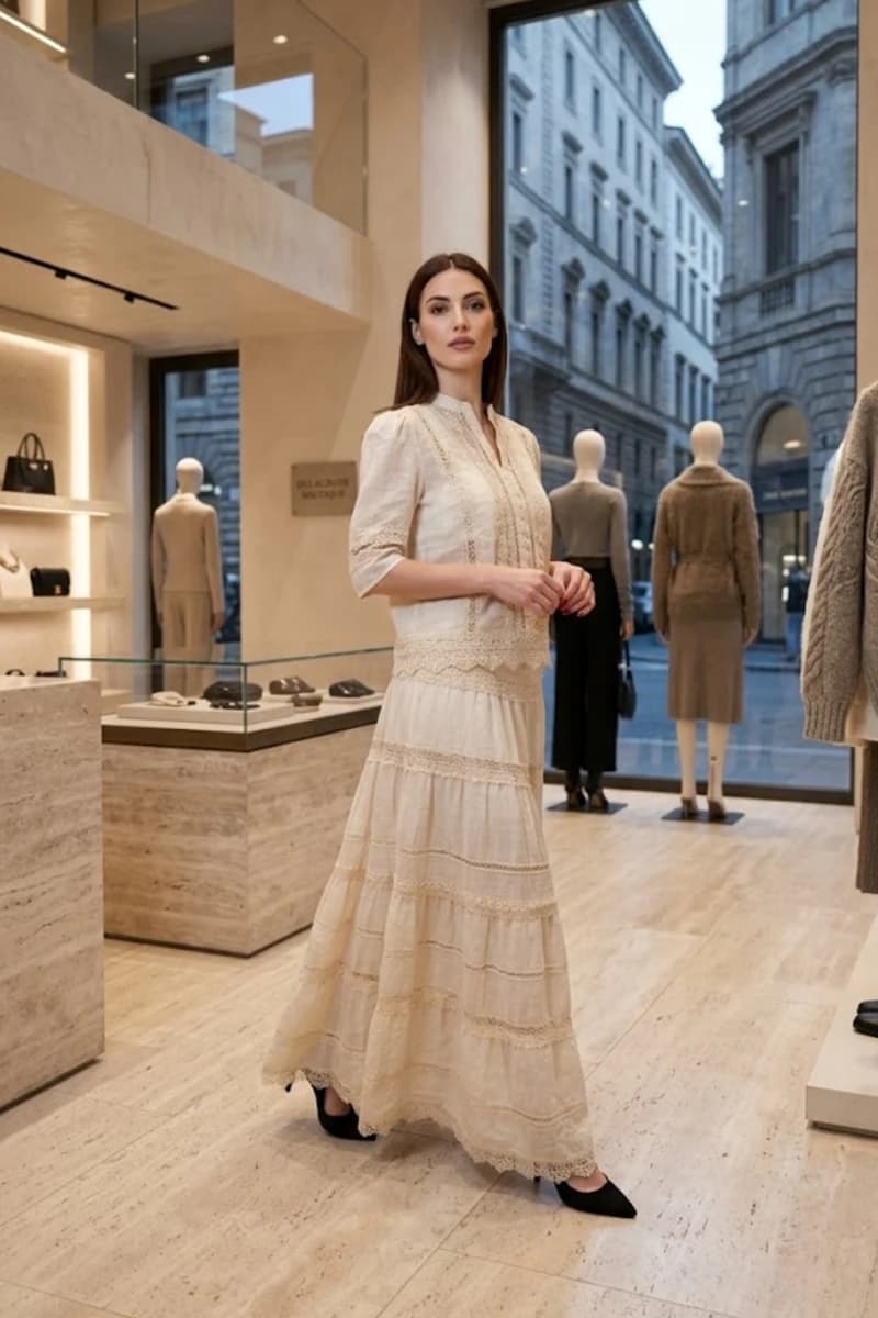 Blusa lavorata in pizzo | AMOSA