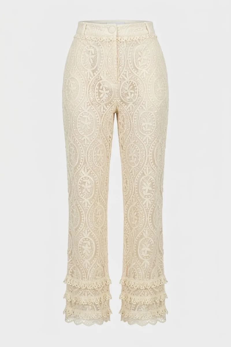 Pantaloni in pizzo macramè | AMOSA - 2