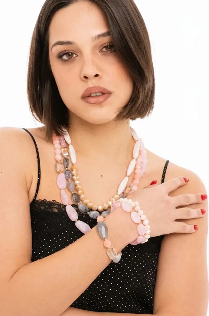Collana a tre fili con pietre in acrilico | MYA ACCESSORIES - 3