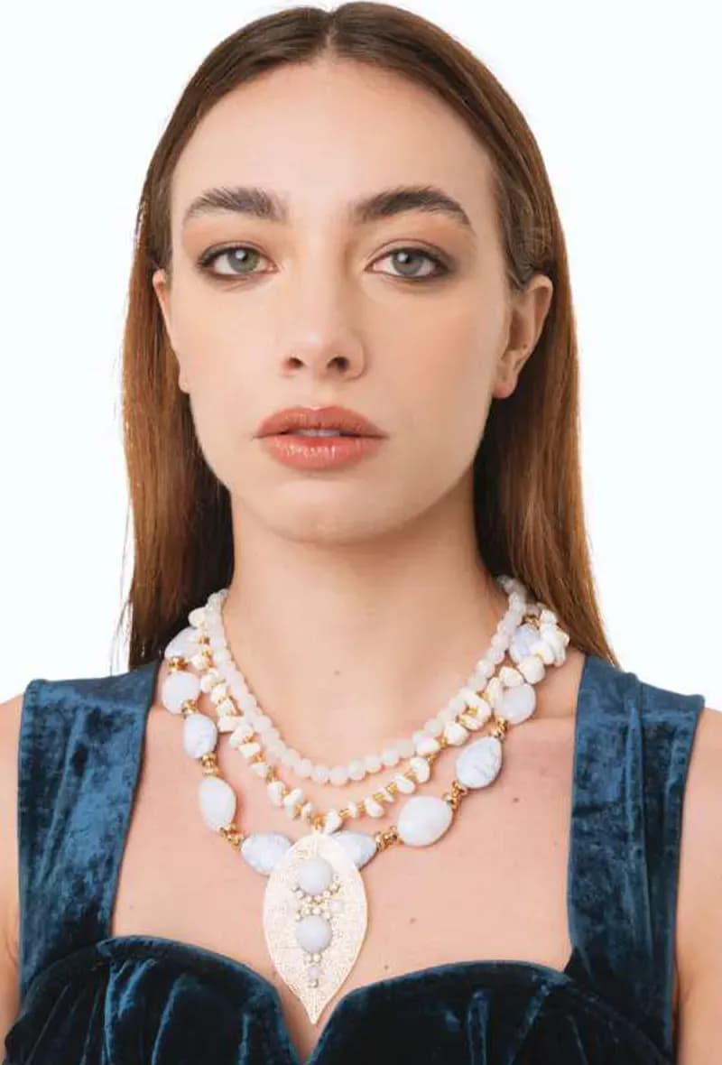 Collana a tre fili con pendente foglia | MYA ACCESSORIES - 3