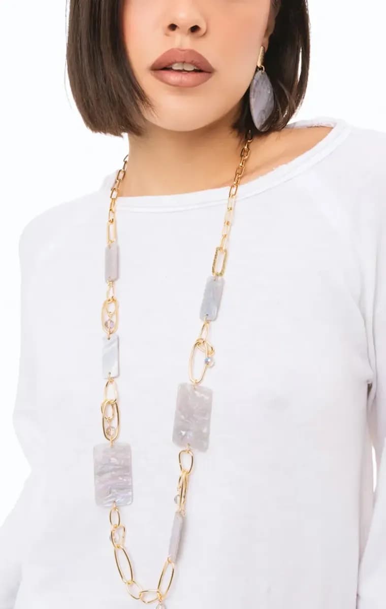 Collana lunga catena con pietre rettangolari | MYA ACCESSORIES - 4