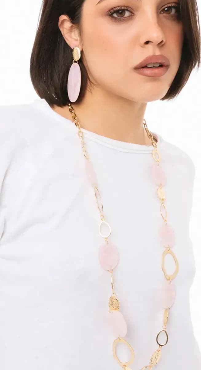 Collana lunga catena con pietre ovali | MYA ACCESSORIES - 4