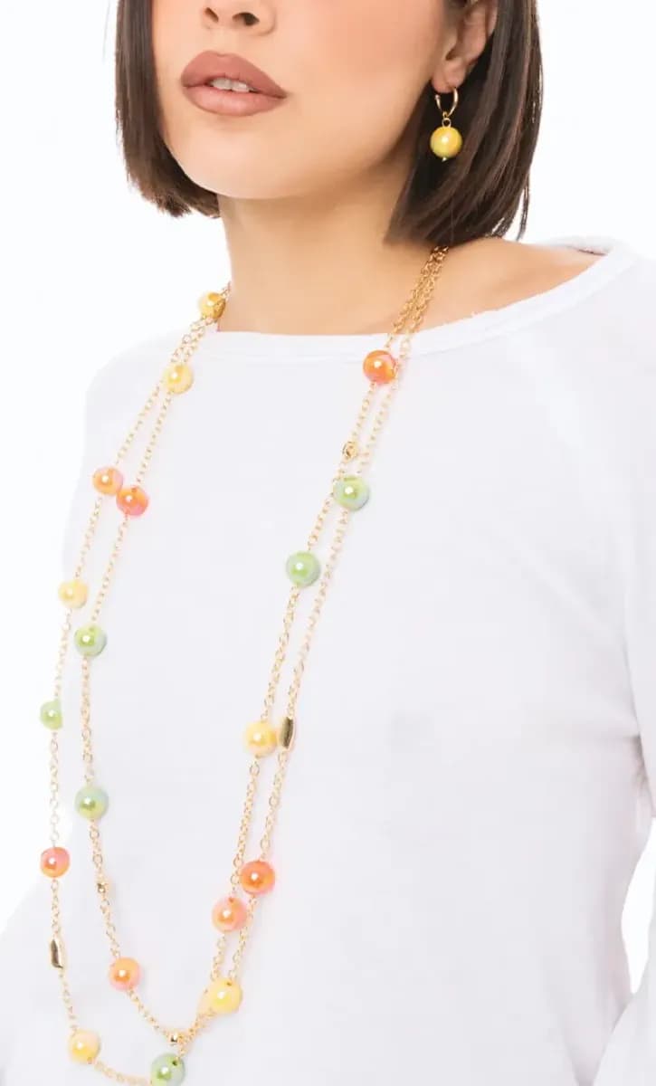 Collana lunga catena con sfere perlate | MYA ACCESSORIES - 4