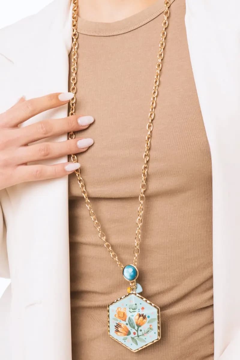 Collana lunga catena con pendente in resina | MYA ACCESSORIES - 4