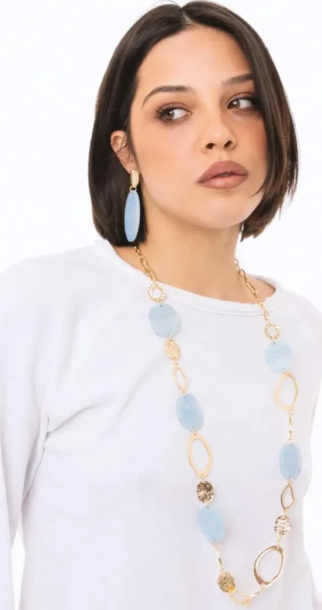 Collana lunga catena con pietre ovali | MYA ACCESSORIES - 3
