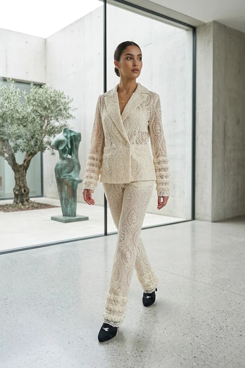Giacca in pizzo macramè | AMOSA - 5