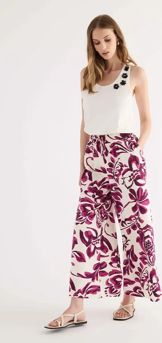 Pantalone in viscosa fantasia Etno Chic | VERDISSIMA Isla - 2