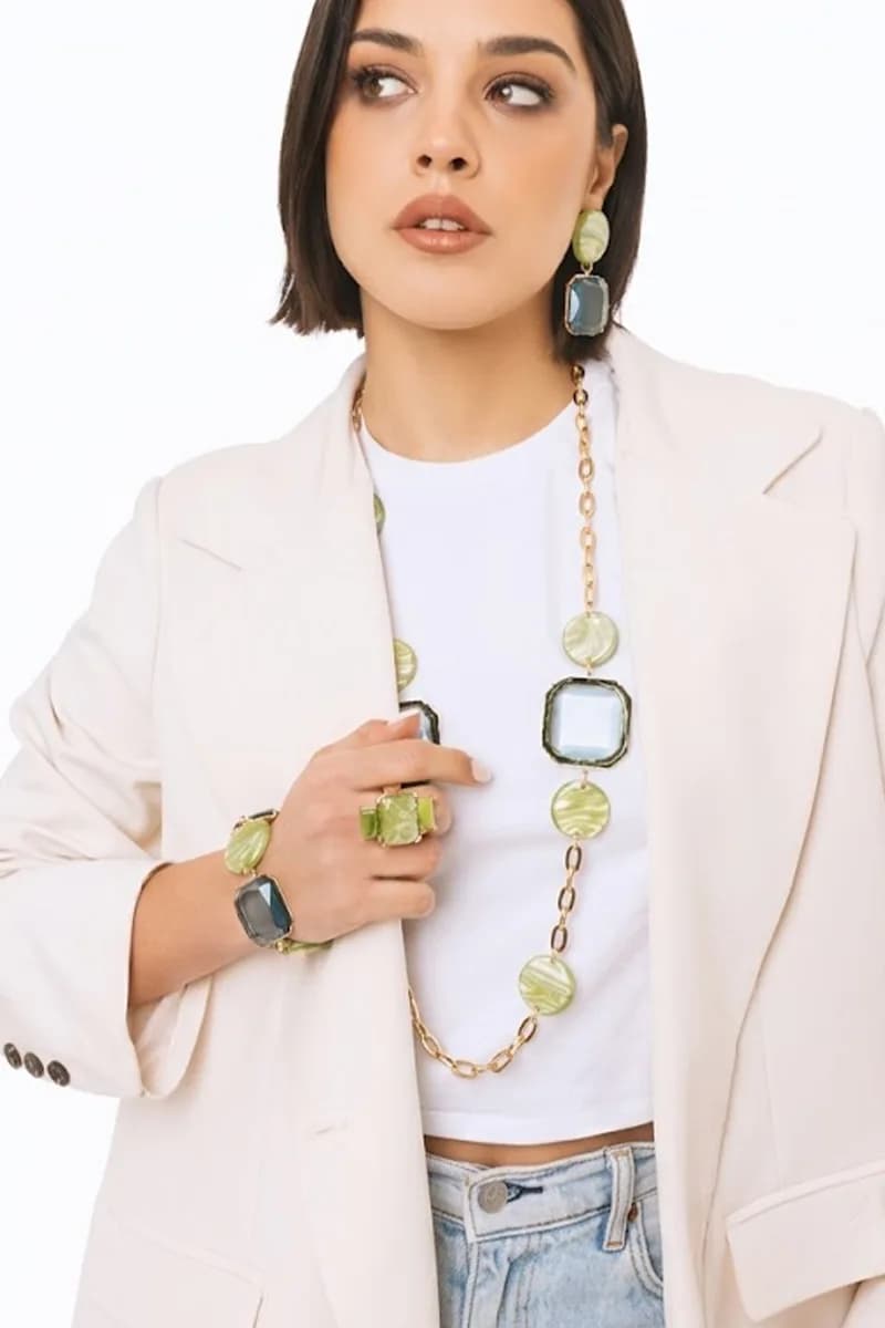 Collana lunga catena con inserti in acrilico | MYA ACCESSORIES - 3