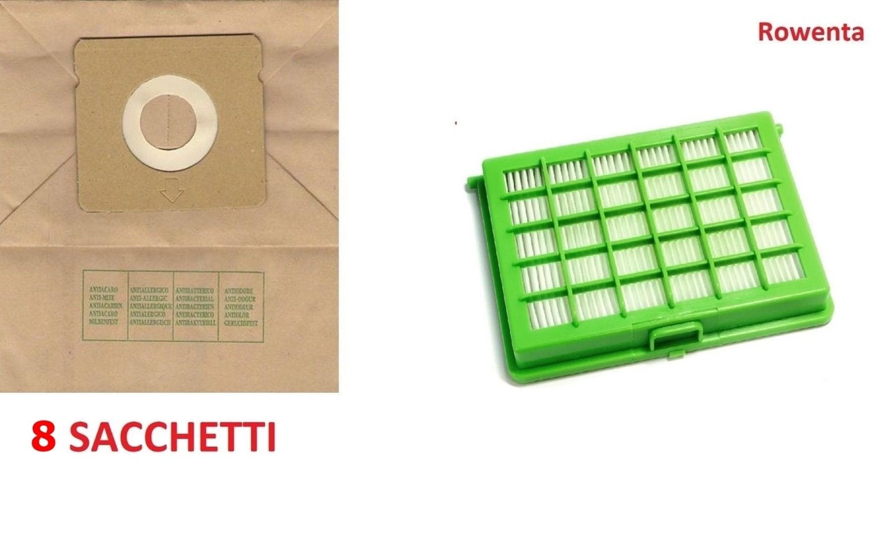 ROWENTA FILTRO HEPA+8SACCHETTI ASPIRAPOLVERE COMPACTEO CITY SPACE ERGO RW33 FE39 - 2