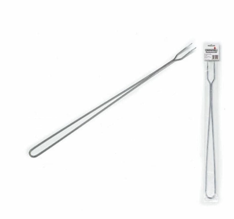 1 FORCHETTONE CROMATO IN ACCIAIO LUNGO CM 50 OMPAGRILL  BARBECUE CAMINO - 3