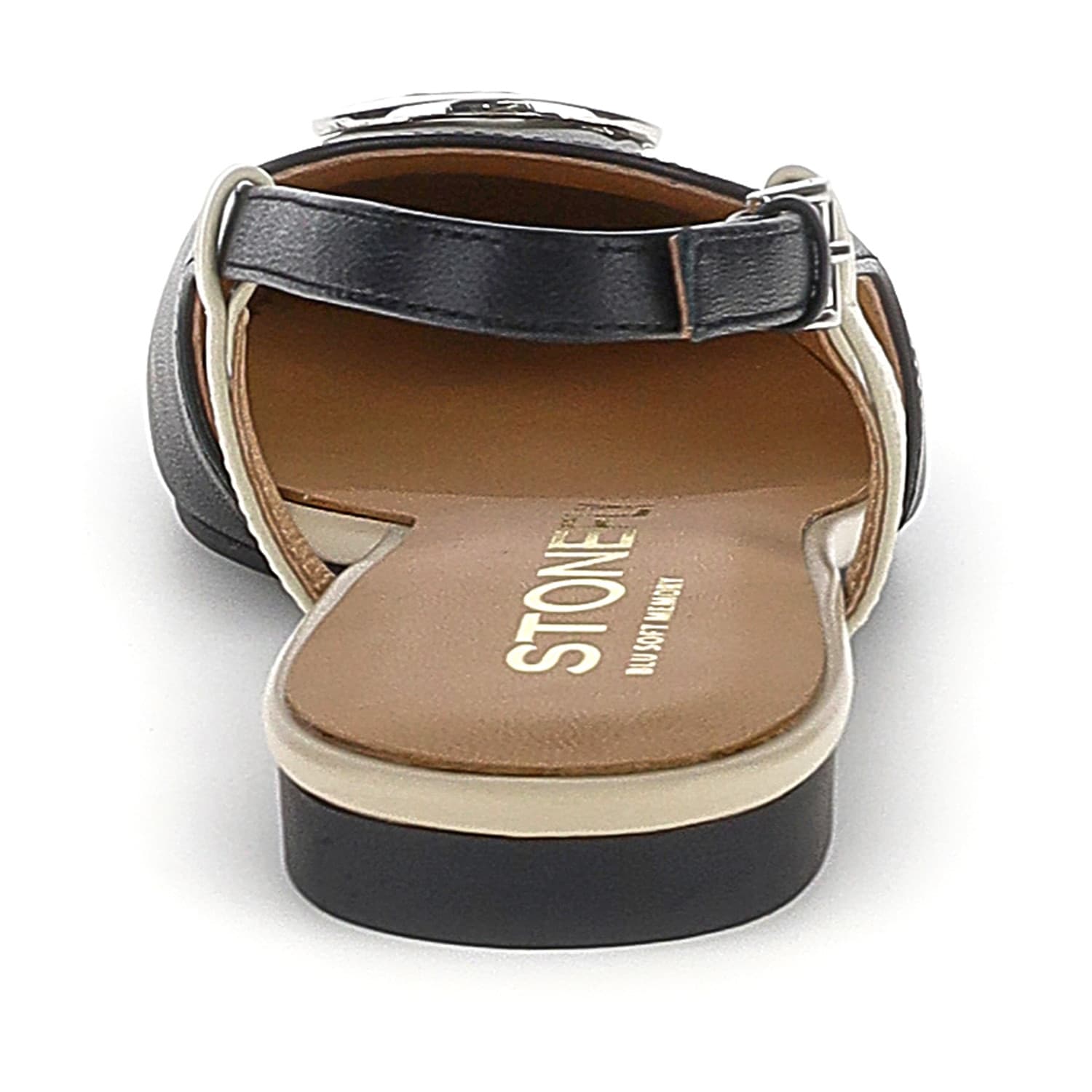 Stonefly slingback da donna Sally 5 in pelle nero bianco 223553 - 5