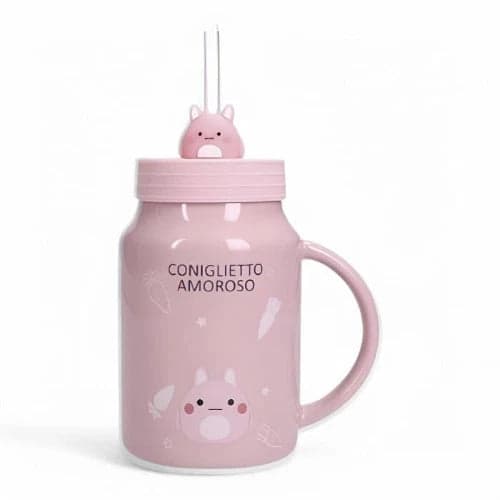 Brandani Mug Amico Mio Coniglio NEW BONE CHINA C/TAPPO E CANNUCCIA SILICONE