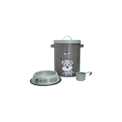Brandani CONTENITORE PET GRIGIO C/CIOTOLA E MISURINO CARTA DA ZUCCHERO METAL