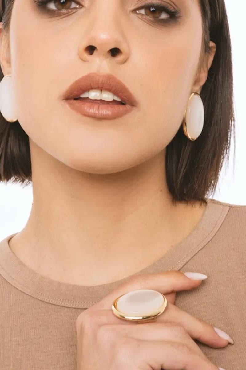 Anello elastico con pietra ovale in acrilico | MYA ACCESSORIES - 3