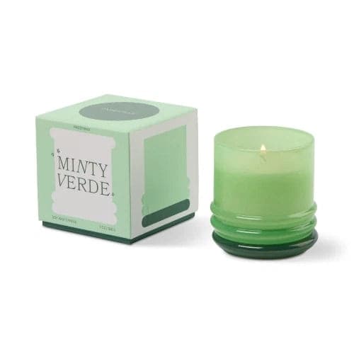 Candela impilabile in vetro da 198 g (7 oz) verde brillante e verde scuro - Verde menta - 3