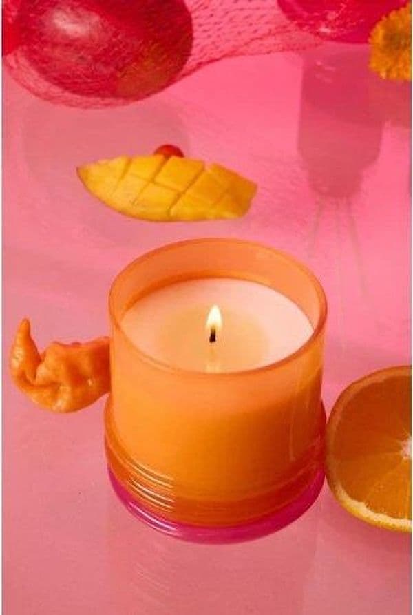 Candela impilabile in vetro da 198 g (7 oz) arancione e rosa acceso - Mango infrarosso - 2