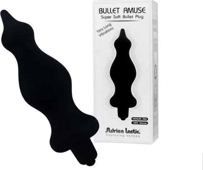 Black Amuse plug anale progressivo 12 cm morbido con vibrazioni lunghe nero