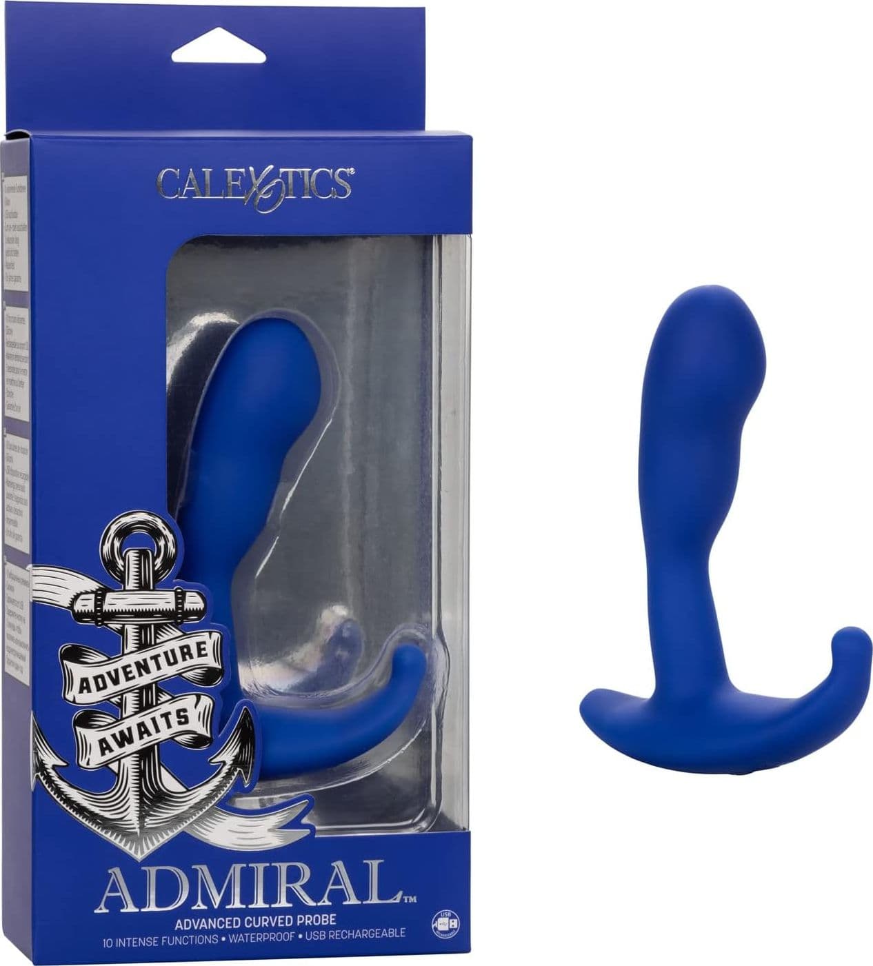 Plug Anale Admiral Large sonda curva ergonomica vibrazioni 10 x USB 10 cm in prodotto Erosdom - Palmi, commercioVirtuoso.it