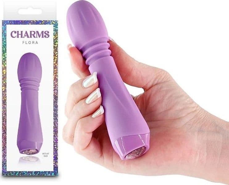 Vibratore Lusso Charms Flora Pulsante LED a cuore 10 modalità USB IPX6 13,5 cm