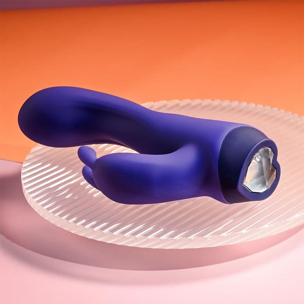 Vibratore lusso Rabbit Plum Job 2 motori curvo punto G con gemma cuore 10 vibro