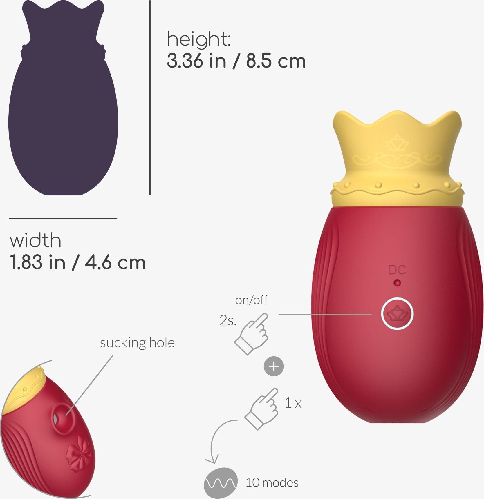 Stimolatore clitorideo vaginale Crown 10 velocità USB 2 in 1 waterproof silicone in prodotto Erosdom - Palmi, commercioVirtuoso.it