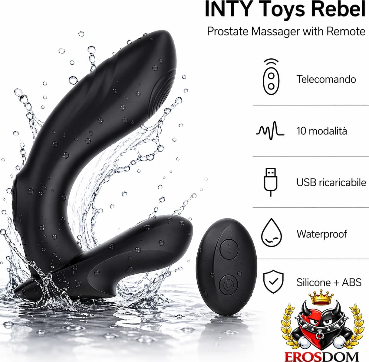 Plug anale vibrante Rebel stimolatore con telecomando 10 vibrazioni silicone