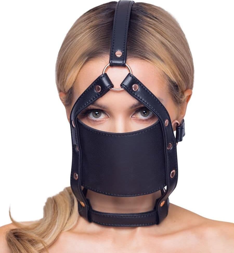 Bavaglio in pelle PU con gag nero Bad Kitty Bondage Fetish BDSM S/L regolabile in prodotto Erosdom - Palmi, commercioVirtuoso.it