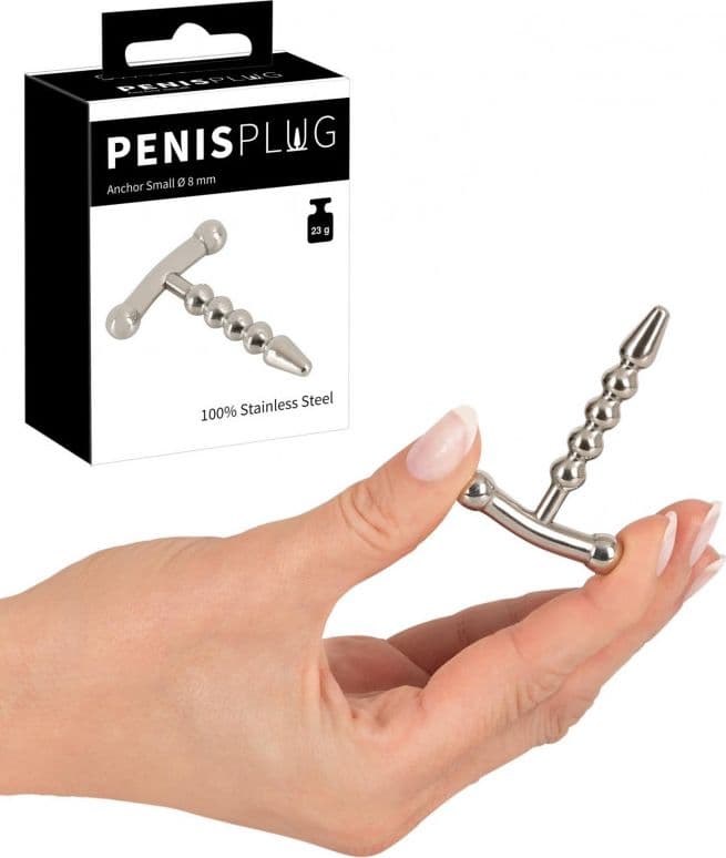 Plug uretrale sonda pene acciaio Anchor Small inox design ad ancora stimolatore