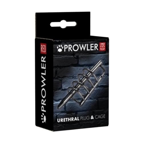 Plug uretrale e cage per pene acciaio Prawwler Red Inseribile 9 cm BDSM