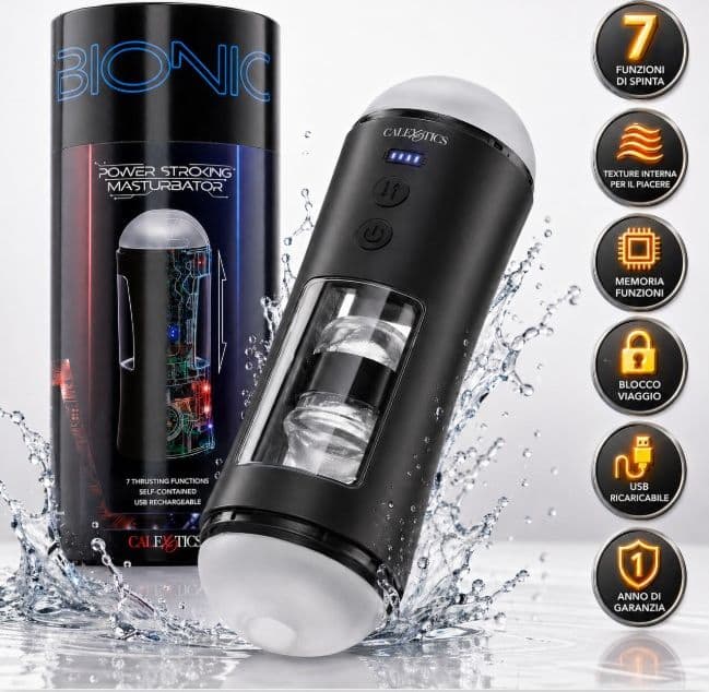 Masturbatore uomo automatico Bionic su giù vibrazioni 7 funzioni stimolatore USB