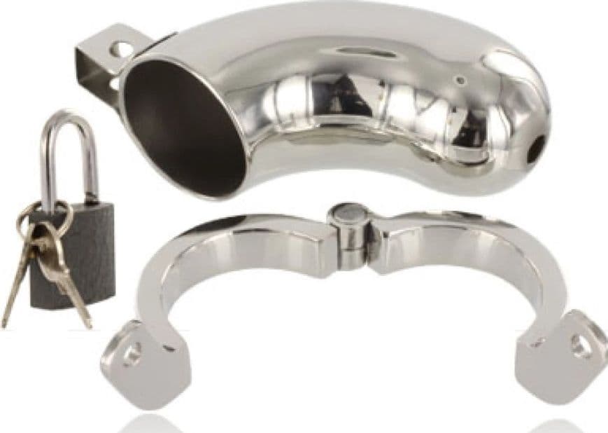 Gabbia pene cintura castità in acciaio pesante Cock Ring Retain Brig BDSM
