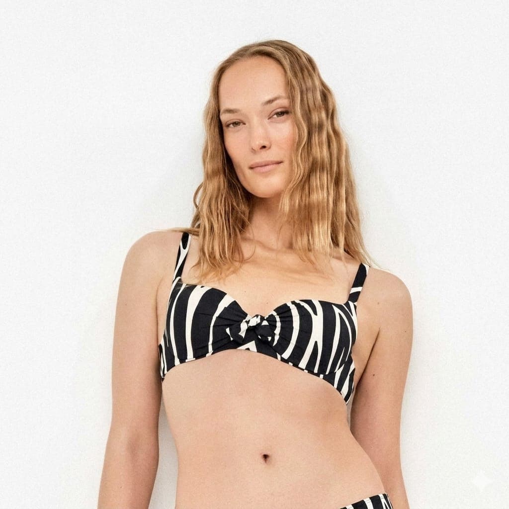 Costume Donna Gisela 2/30280TB Bikini Zebra Animalier con Ferretto e Fiocco Décolleté - 7