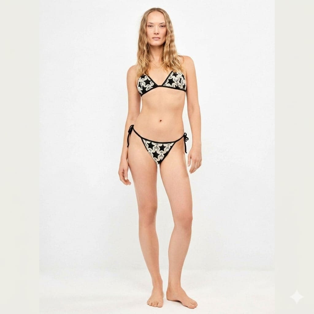 Costume Donna Gisela 2/30288T Bikini Triangolo Crochet Stelle con Slip Regolabile - 5