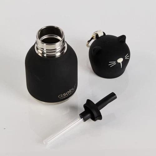 Mini Bestie Gatto nero - Borraccia termica da 200 ml con cannuccia - 3