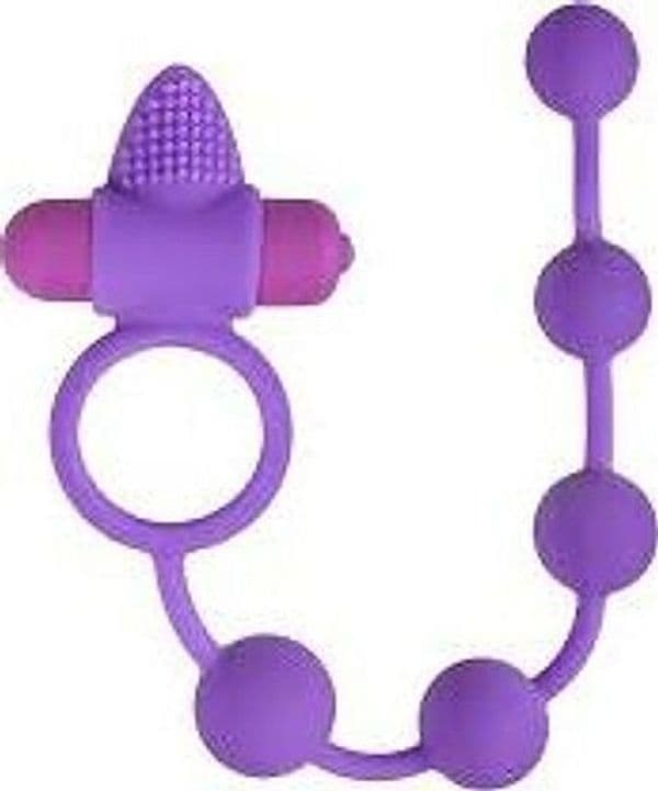 Triple pleasure 3 in 1 vibrante sonda con perle 29 c anello stimolatore elastico