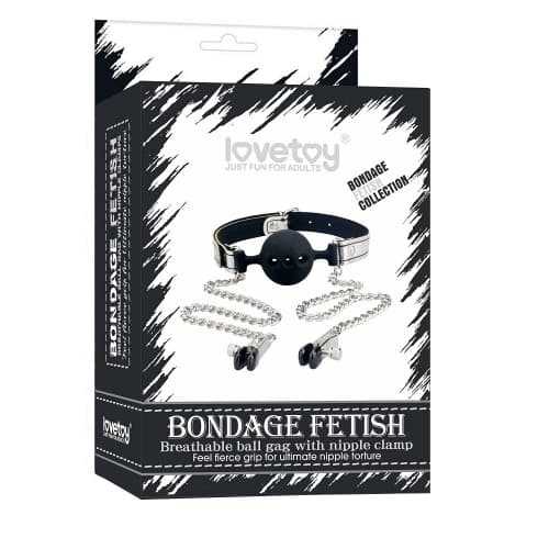 Pinzette per capezzoli con catene al morso bavaglio con gag nero e argento in prodotto Erosdom - Palmi, commercioVirtuoso.it